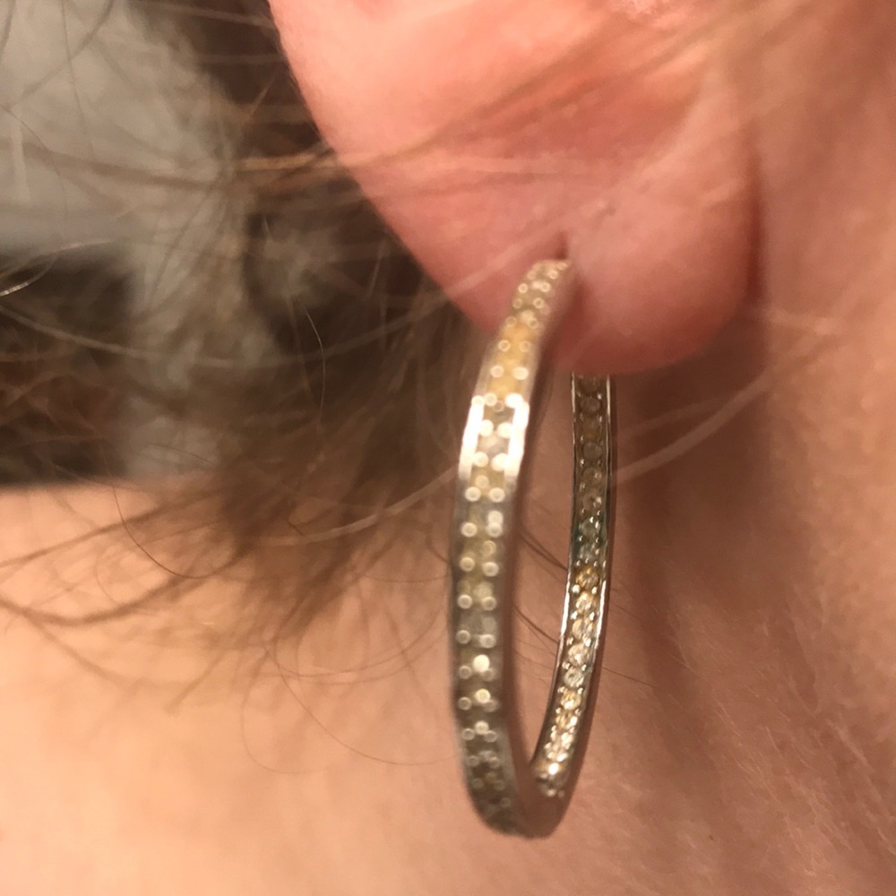 Crystal large hoop inside outside hoop earrings